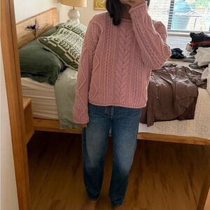 Madewell Pink Cable Knit Sweater